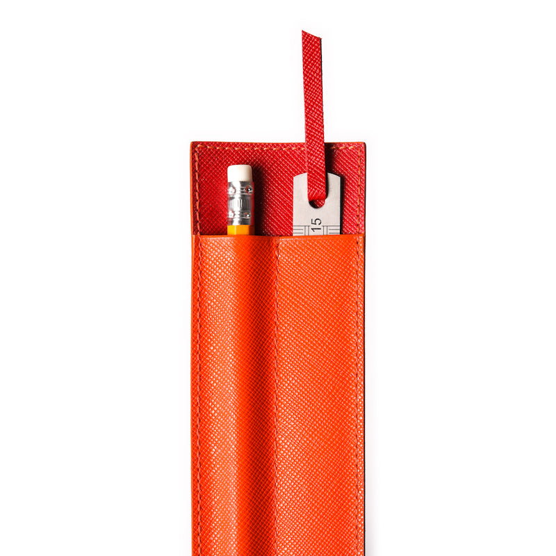 Miniwerkzeugtasche aus Leder mit Stift und Lineal